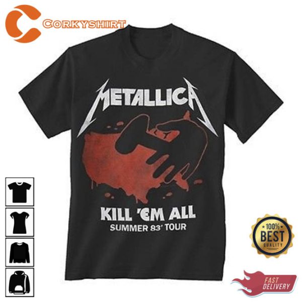 Metallica Kill Em All ’83 Summer Tour Distressed T-Shirt 2 Sides
