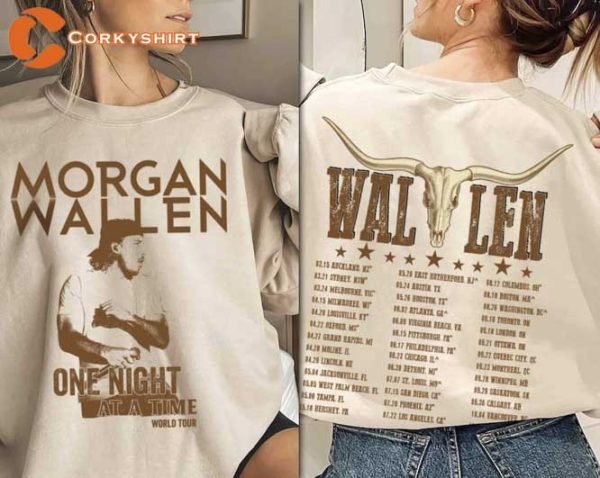 Morgan Wallen World Tour 2023 One Night At A Time 2 Side Unisex Shirt