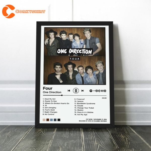 One Direction Pop Boy Band Four Album Tracklist Poster