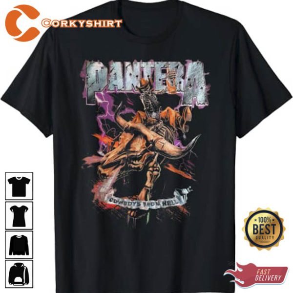 Pantera Camiseta Oficial De Manga Corta De Cowboys From Hell Riding Skeleton Shirt