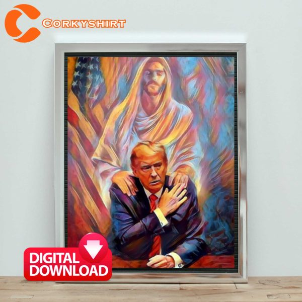 President Donald Trump And Jesus Christ Praying Printable Poster