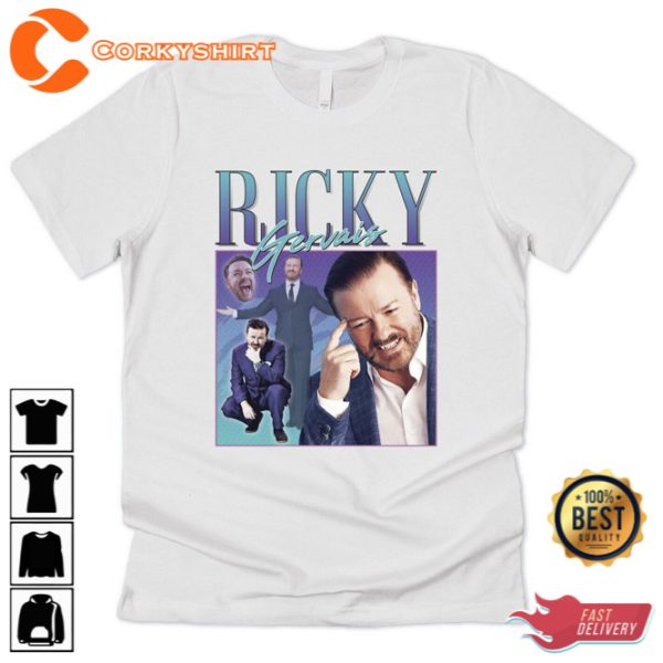 Ricky Gervais Homage T-Shirt Tee Funny UK Comedian Icon Legend