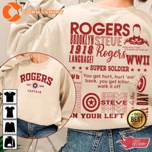 Rogers Brooklyn Super Soldier Captain 1918 Double Sides Vintage Unisex T-Shirt