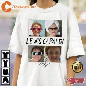 Signature Caricature Lewis Capaldi Concert Dates Short Sleeve Shirt