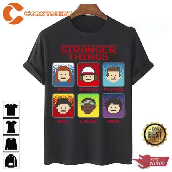 Stranger Things Group Shot 8 Bit Box Up Unisex T-Shirt