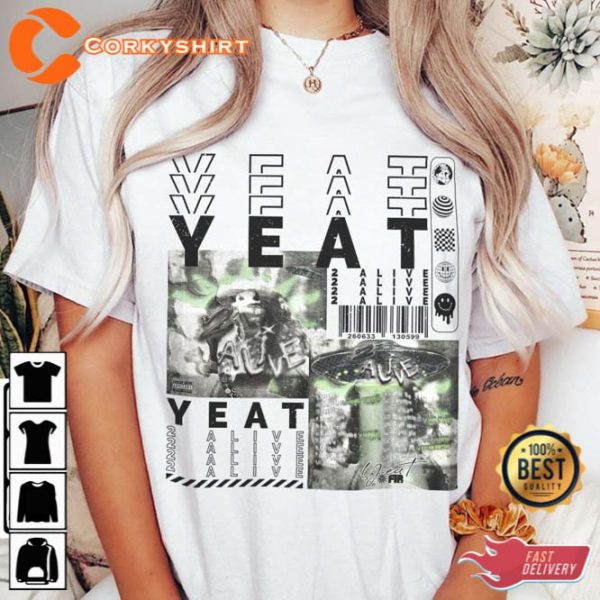 Vintage Bootleg Yeat Album 2 Alive Graphic Tee Shirt