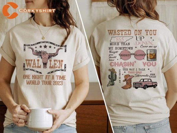 Vintage Morgan Wallen World Tour 2023 One Night At A Time 2 Side Shirt