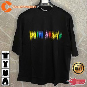 Vintage Palm Angels Rainbow Trendy Crewneck T-shirt