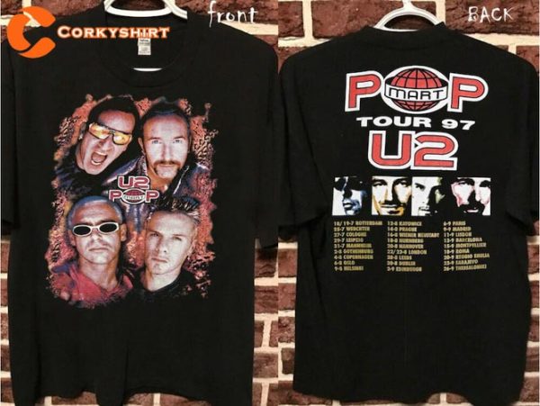 1997 U2 Pop Mart Tour Rock Band Tour 90s Music T-Shirt For Fans