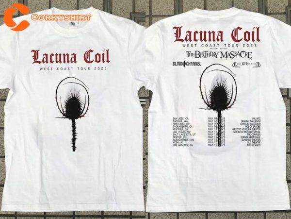 2023 Lacuna Coil West Coast Tour Gothic Metal Band Music Concert Shirt
