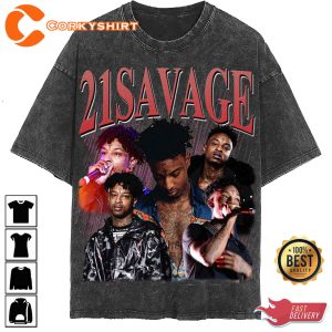 21 Savage Hip hop Rapper Retro 90s Vintage Inspired Shirt For Fans