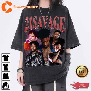 21 Savage Hip hop Rapper Retro 90s Vintage Inspired Shirt For Fans