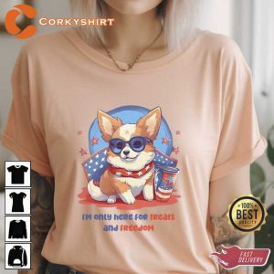 4th of July Independence Day Funny Corgi I m Here For Treats Shirt