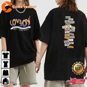 Across The Pond Tour Lovejoy 2023 World Tour Rock Band 2 Side T-shirt