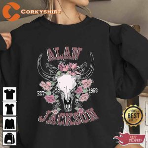 Alan Jackson 2023 Live Tour Retro Bullhead T-Shirt