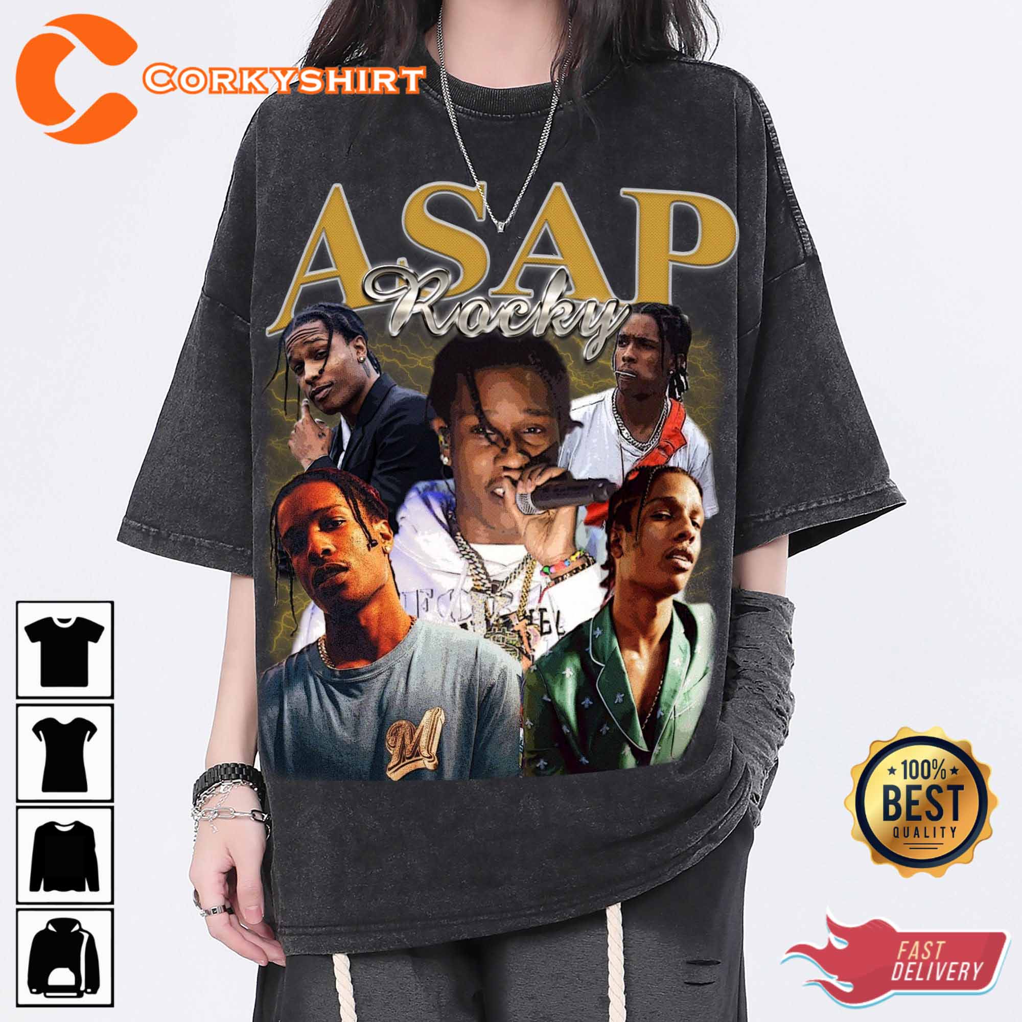 Asap Rocky Vintage Washed Shirt Hip Hop Rnb Rap Unisex Homage