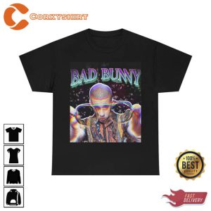 Bad Bunny Retro Neon Design Streetwear Fashion Concert Tour T shirt