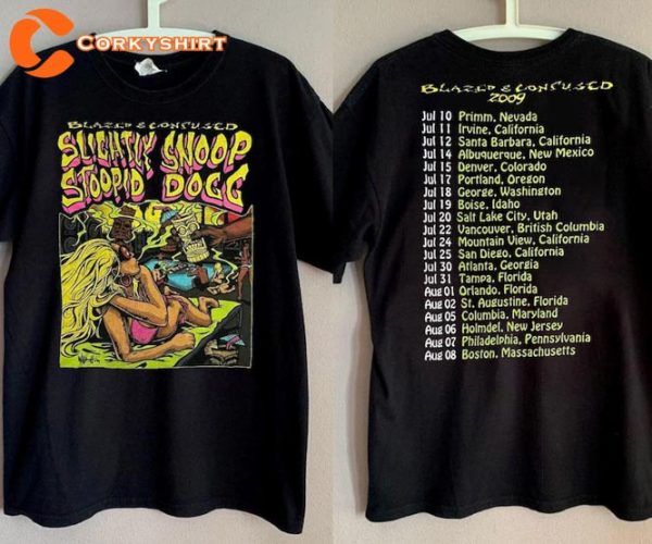 Blazed And Confused Snoop Dogg Slightly Stoopid Tour 2009 Rap Tee Shirt