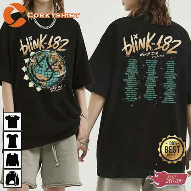 Blink 182 World Tour 2023 2024 T-Shirt ,