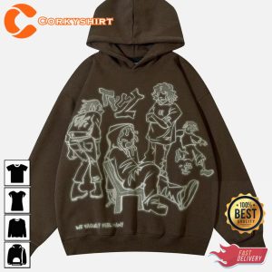 Cartoon Line Character Print HoodieUnisex T-Shirt