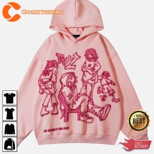 Cartoon Line Character Print HoodieUnisex T-Shirt