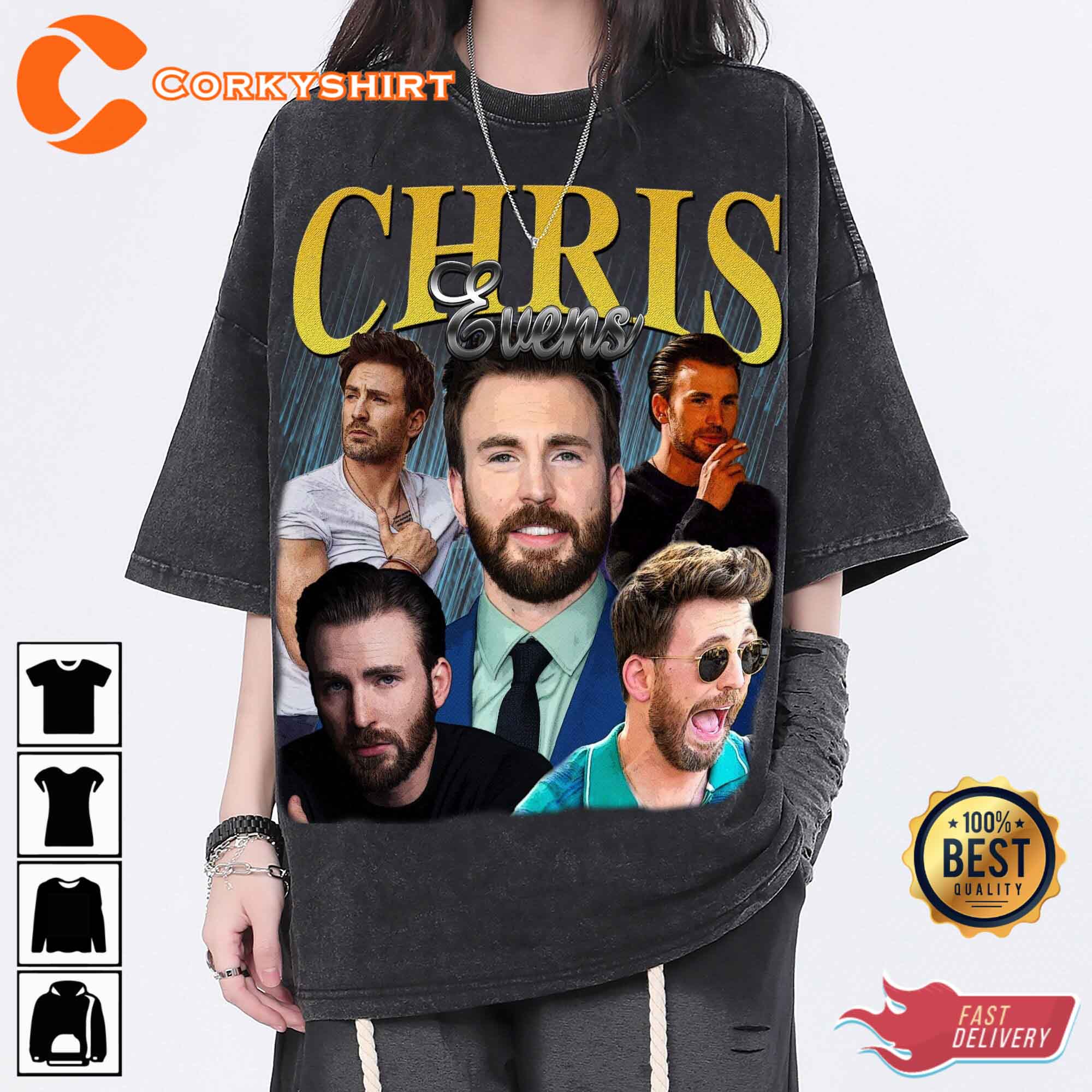 Chris Evans Vintage Washed Shirt Actor Homage Graphic Unisex