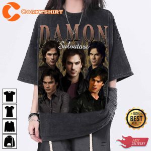 Damon Salvatore Vintage Washed T-shirt The Vampire Diaries