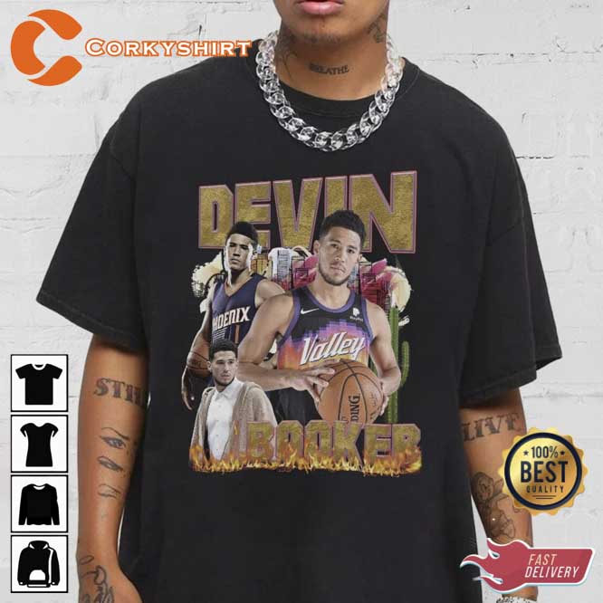 Devin Booker book Vintage 90s T-shirt Retro NBA -  in 2023
