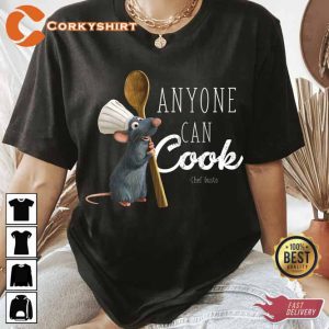 Disney Pixar Ratatouille Remy Anyone Can Cook Quote T-Shirt