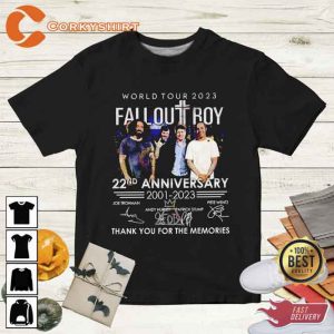 Fall Out Boy World Tour 2023 22nd Anniversary 2001 – 2023 Signature Band T shirt