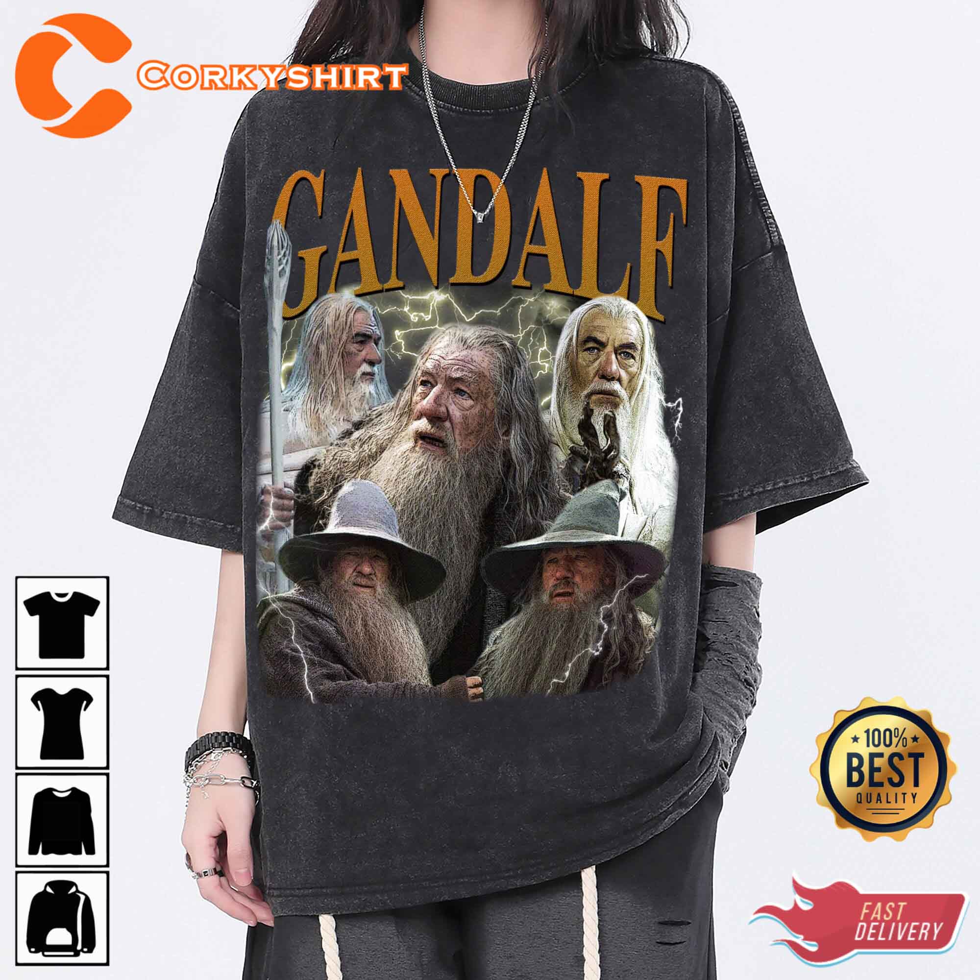 Gandalf Vintage Washed Shirt Actor Homage Graphic Unisex