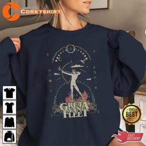 Greta Van Fleet 90s Style Dream In Gold Tour Trendy Shirt2