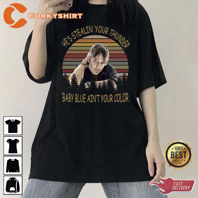Keith Urban He s Stealing Your Thunder Baby Blue Aint Your Color Vintage T-Shirt