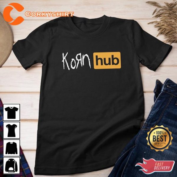 KornHub Funny Parody Metal Band Freak On a Leash Follow The Leader Korn Shirt