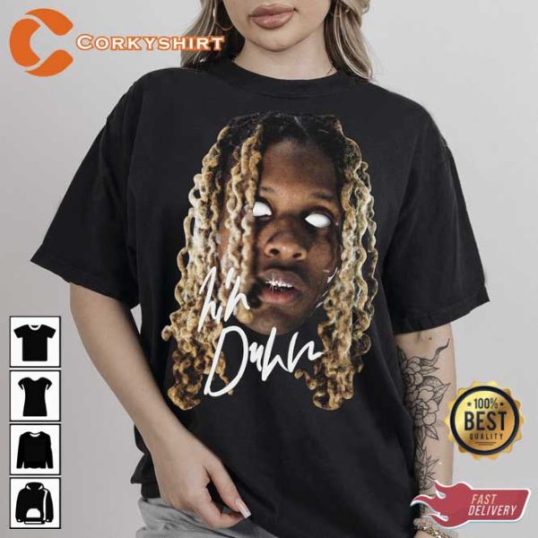 Funny LIL DURK Signature Big Face Rap Tee Black Shirt