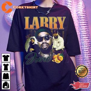 Larry June Orange Print Album The Port of San Francisco Fan Gift T shirt