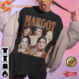 Margot Robbie shirt cool retro rock poster t-shirt1