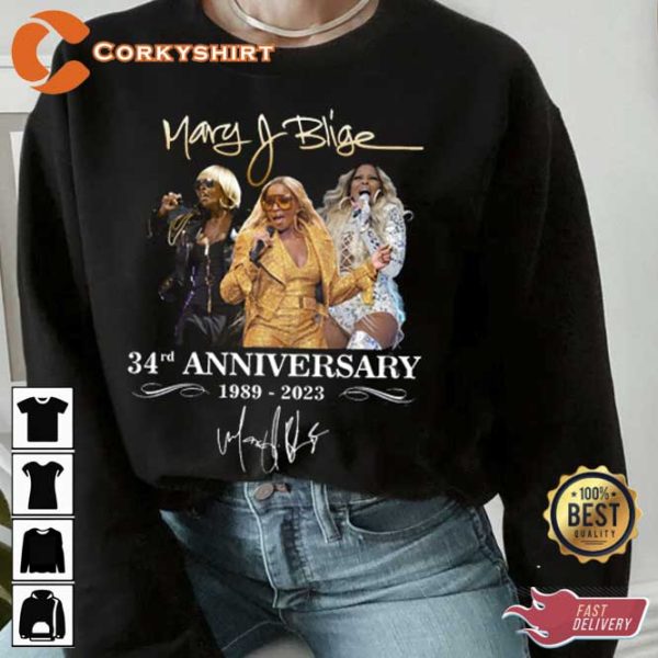 Mary J Blige 34rd Anniversary Signature Shirt