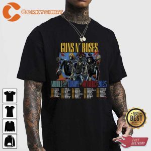 Middle East Europe North America 2023 Tour Dates Guns N Roses T-Shirt