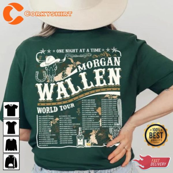 Morgan Wallen World Tour 2023 One Night At A Time 2 Side Country Music Shirt