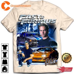 Paul Walker Fast And Furious Fast X Racing 90s Vintage Unisex Tee Shirt