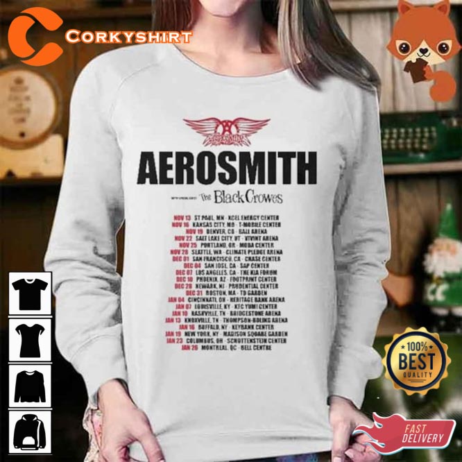 CoolSpringTee Aerosmith 2023 - 2024 Peace Out Farewell Tour with The Black Crowes T-Shirt, 2023 Aerosmith Tour Shirt, Rock Tour 2023 T-Shirt, Music Shirt