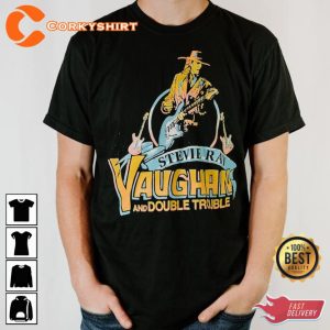 Stevie Ray Vaughan Double Trouble 1986 Band Vintage Inspired Tee