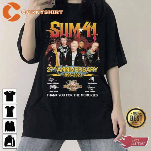 Sum 41 27th Anniversary 1996-2023 Thank You For The Memories Signatures Shirt