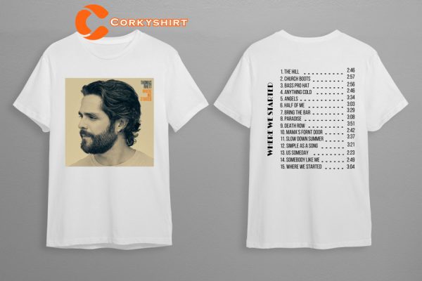 Thomas Rhett Where We Started Tracklist Fan Gift Classic Tee Shirt