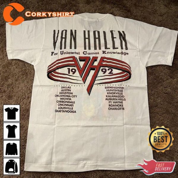 VAN HALEN Tour 1992 Unlawful Carnal Knowledge Tour T-Shirt For Fans