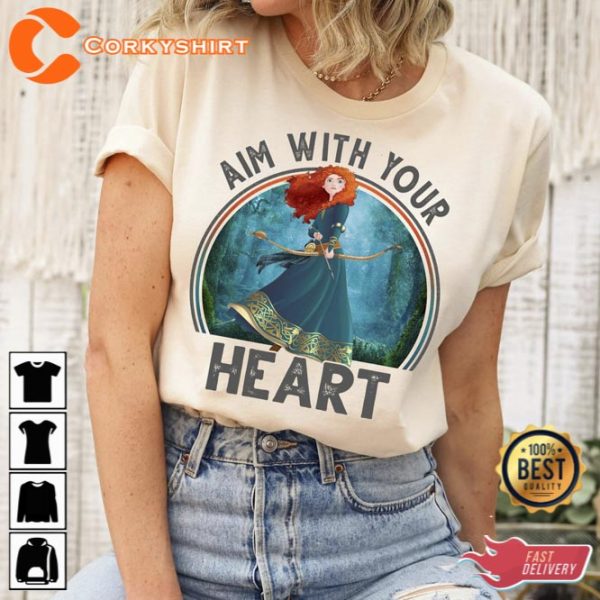 Vintage Aim With Your Heart Disney Brave Merida Shirt Mothers Day