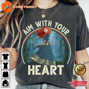 Vintage Aim With Your Heart Disney Brave Merida Shirt Mothers Day