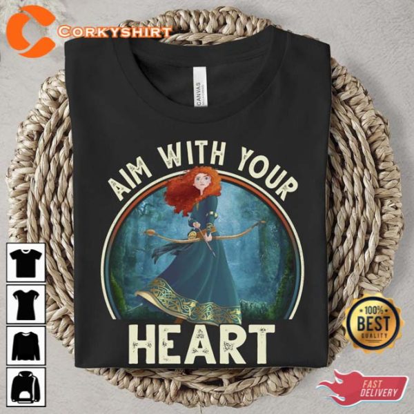 Vintage Aim With Your Heart Disney Brave Merida Shirt Mothers Day