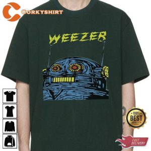 Weezer Robot Kelly Heather Adult T-Shirt For Fans